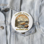 Cruising Alaska Retro Vervuilde Schip Embarkatie  Ronde Button 4,0 Cm (In situ)