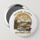Cruising Alaska Retro Vervuilde Schip Embarkatie  Ronde Button 4,0 Cm (Voorkant /achterkant)