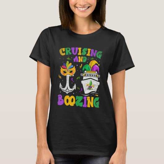Cruising and Boozing Mardi Gras Cruise Matching Fa T-shirt (Voorkant)