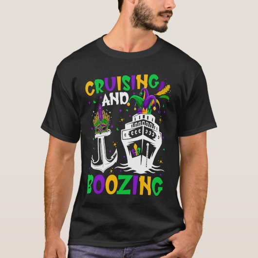 Cruising And Boozing Mardi Gras Cruise Matching Gr T-shirt (Voorkant)