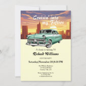 Cruising Classic Retro Car City 50th Birthday Kaart (Voorkant)