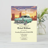 Cruising Classic Retro Car City 50th Birthday Kaart (Staand voorkant)