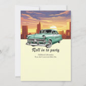 Cruising Classic Retro Car City 50th Birthday Kaart (Achterkant)