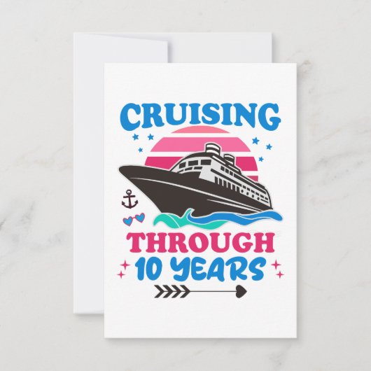 Cruising door 10 jaar bruiloft bedankkaart (Voorkant)
