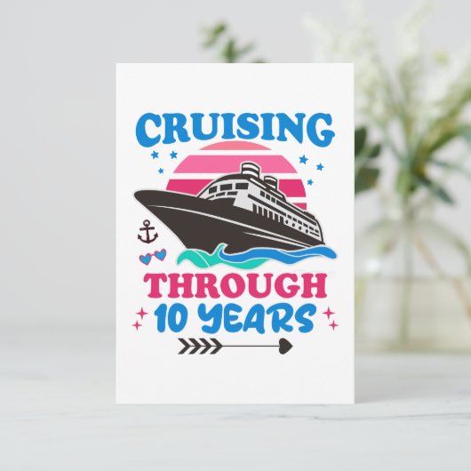 Cruising door 10 jaar bruiloft bedankkaart (Staand voorkant)
