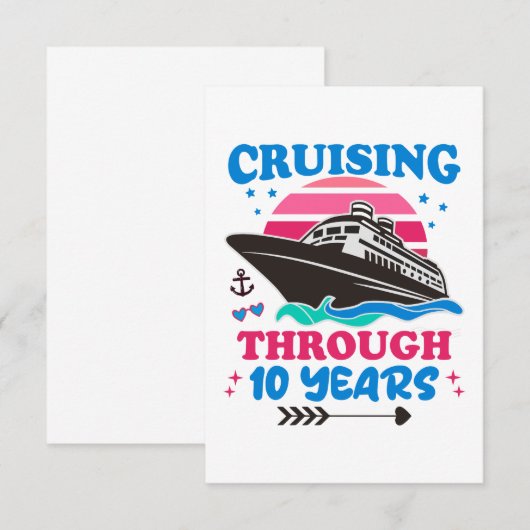 Cruising door 10 jaar bruiloft bedankkaart (Voorkant / Achterkant)