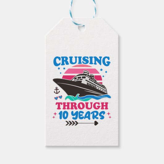 Cruising door 10 jaar bruiloft cadeaulabel (Voorkant)