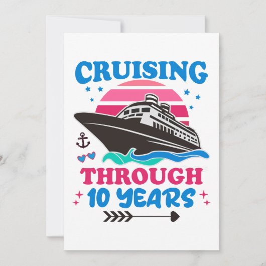 Cruising door 10 jaar bruiloft kaart (Voorkant)