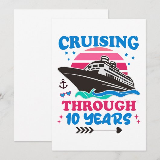 Cruising door 10 jaar bruiloft kaart (Voorkant / Achterkant)