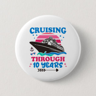 Cruising door 10 jaar bruiloft ronde button 5,7 cm