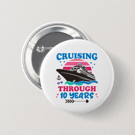 Cruising door 10 jaar bruiloft ronde button 5,7 cm (Voorkant /achterkant)
