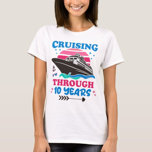 Cruising door 10 jaar bruiloft t-shirt (Voorkant)