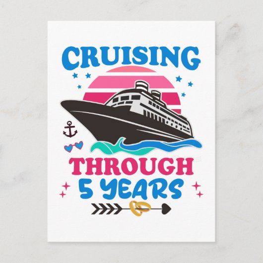Cruising door 5 jaar bruiloft briefkaart (Voorkant)