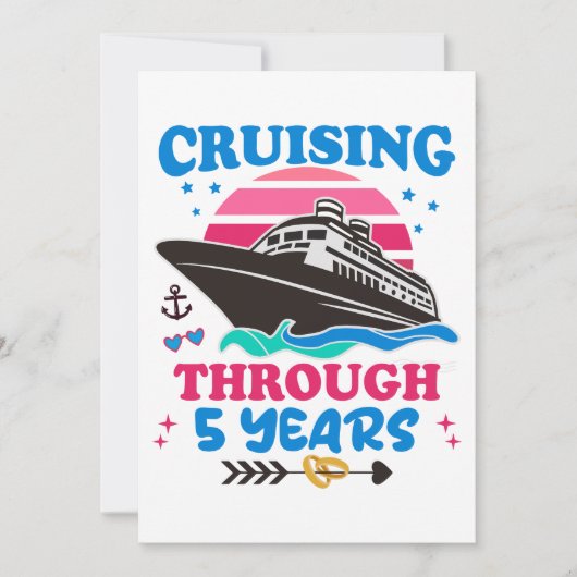 Cruising door 5 jaar bruiloft kaart (Voorkant)