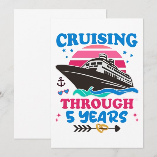 Cruising door 5 jaar bruiloft kaart (Voorkant / Achterkant)