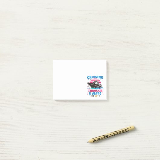 Cruising door 5 jaar bruiloft post-it® notes (Op bureau)