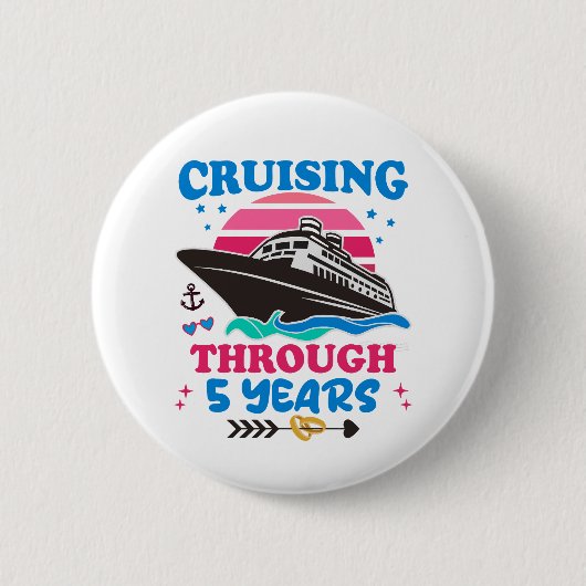 Cruising door 5 jaar bruiloft ronde button 5,7 cm (Voorkant)