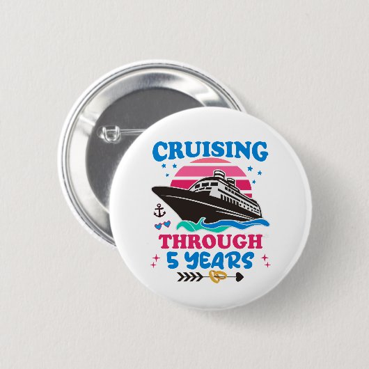 Cruising door 5 jaar bruiloft ronde button 5,7 cm (Voorkant /achterkant)
