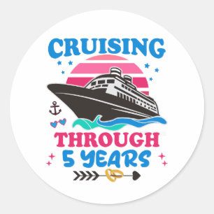 Cruising door 5 jaar bruiloft ronde sticker