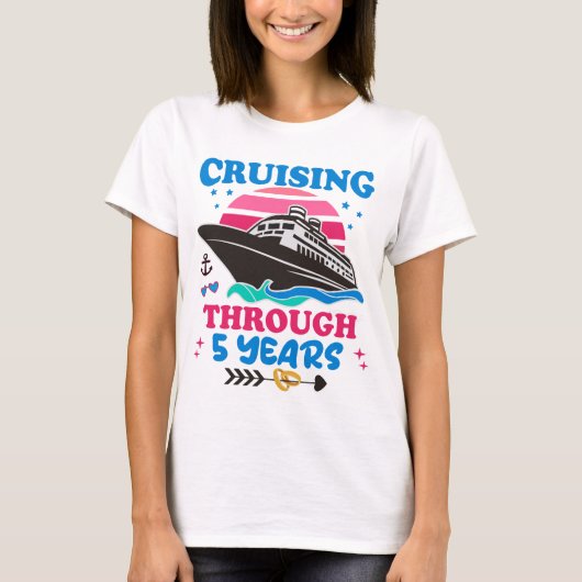 Cruising door 5 jaar bruiloft t-shirt (Voorkant)