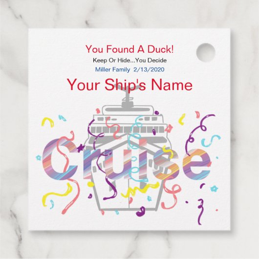 Cruising Duck Tag Bedankjes Labels (Achterkant)