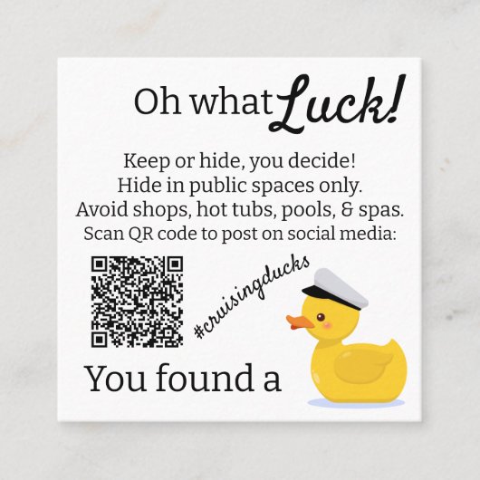 Cruising Ducks Cruise Kapitein Duck Contactkaartje (Voorkant)