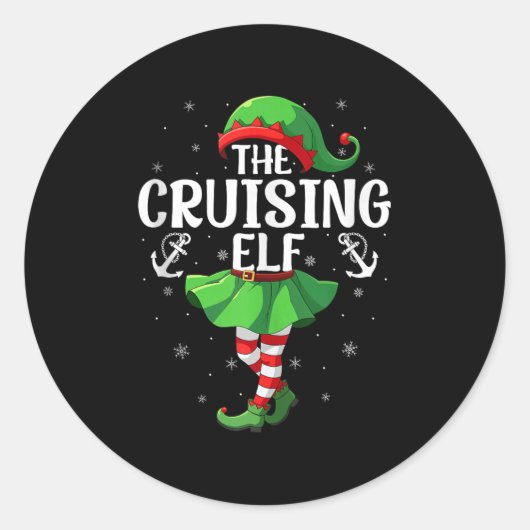 Cruising Elf Christmas Girls Women Elf Squad Xmas  Ronde Sticker (Voorkant)