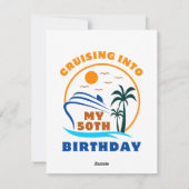 Cruising in mijn 50e geboortedag boot feestdagenkaart (Achterkant)