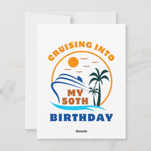 Cruising in mijn 50e geboortedag boot feestdagenkaart (Achterkant)
