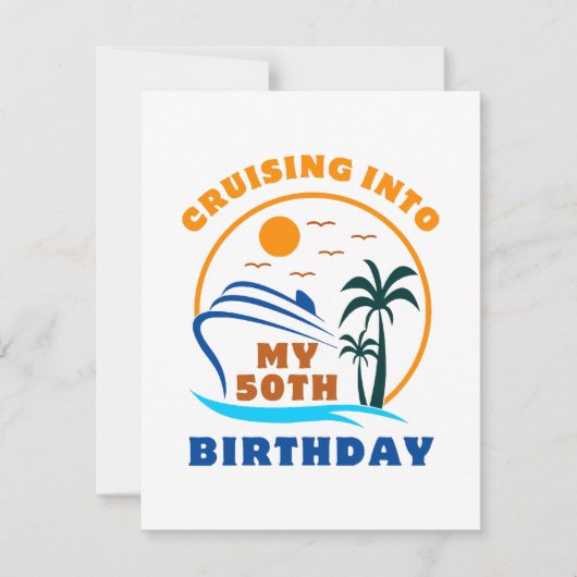 Cruising in mijn 50e geboortedag boot feestdagenkaart (Voorkant)