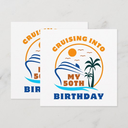 Cruising in mijn 50e geboortedag boot kaart (Voorkant / Achterkant)