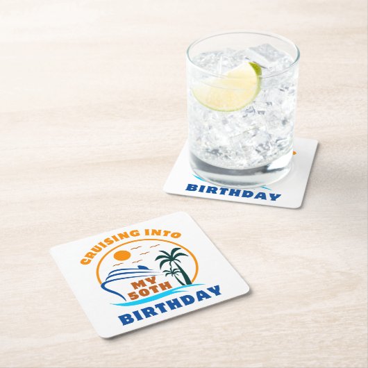 Cruising in mijn 50e geboortedag boot kartonnen onderzetters (Insitu)