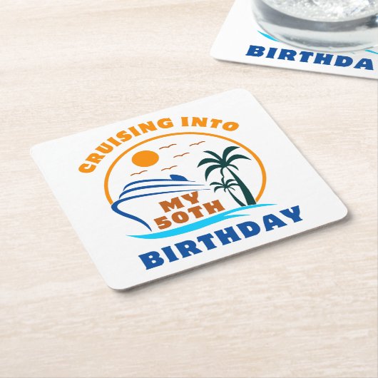 Cruising in mijn 50e geboortedag boot kartonnen onderzetters (Schuin)