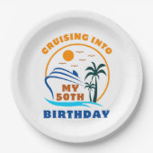 Cruising in mijn 50e geboortedag boot papieren bordje (Voorkant)