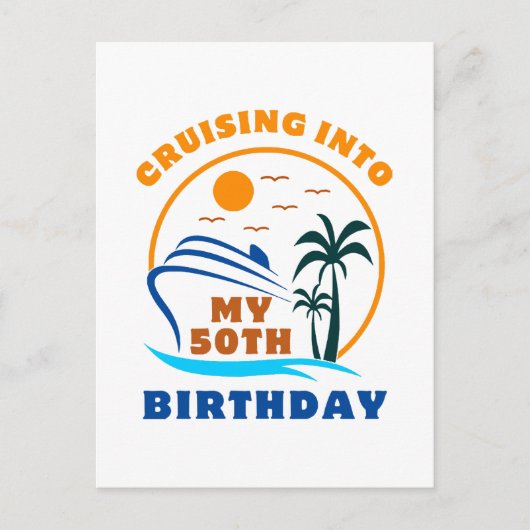 Cruising in mijn 50e geboortedag boot uitnodiging briefkaart (Voorkant)