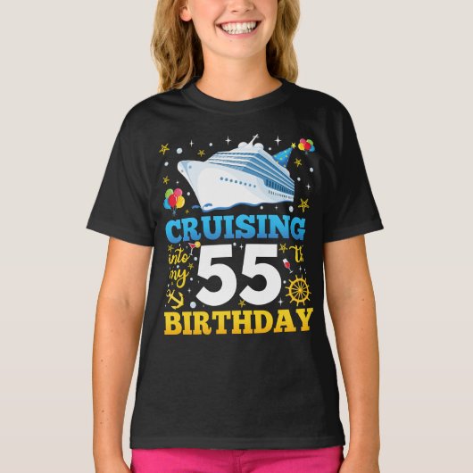Cruising in mijn 55 verjaardag partij meisje t-shirt (Voorkant)
