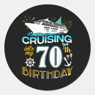 Cruising in mijn 70 jaar oude verjaardag crew 70th ronde sticker