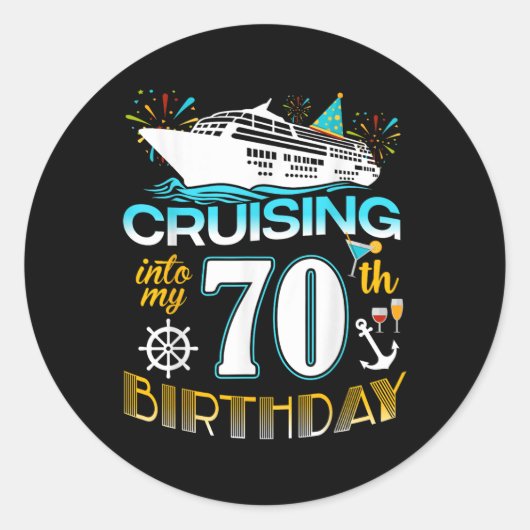 Cruising in mijn 70 jaar oude verjaardag crew 70th ronde sticker (Voorkant)