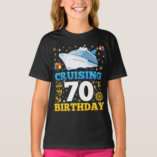 Cruising in mijn 70 verjaardag partij meisje t-shirt (Voorkant)