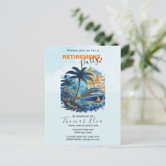 Cruising in Pensioen Party, Cruise Party Uitnodiging Briefkaart (Staand voorkant)