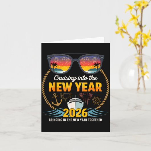 Cruising Into 2026 New Years Eve Matching Family C Kaart (Gele Bloem)