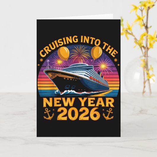 Cruising Into 2026 New Years Eve Party Favors Fami Kaart (Gele Bloem)