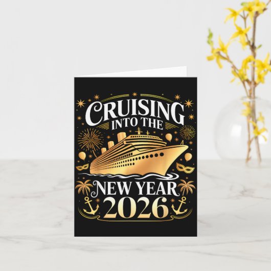 Cruising Into 2026 New Years Eve Party Favors Fami Kaart (Gele Bloem)