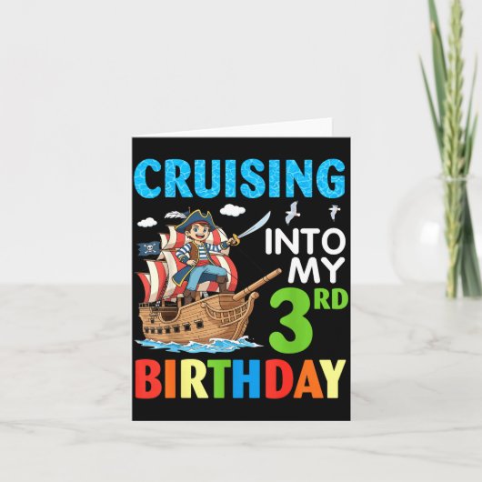 Cruising Into My 3rd Birthday Rate Little Boy 3 Ye Kaart (Voorkant)