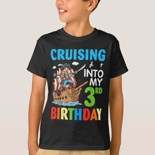 Cruising Into My 3rd Birthday Rate Little Boy 3 Ye T-shirt (Voorkant)