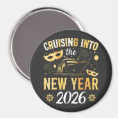 Cruising into the New Year 2026 Circle Magneet (Voorkant / Achterkant)