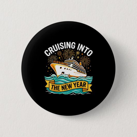 Cruising Into The New Year 2026 Cruise Squad  Ronde Button 5,7 Cm (Voorkant)