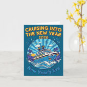 Cruising Into The New Year 2026 Fun New Year's Eve Kaart (Gele Bloem)