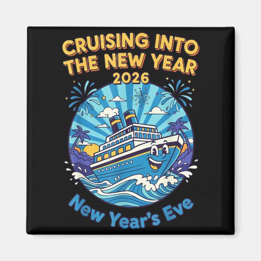 Cruising Into The New Year 2026 Fun New Year's Eve Magneet (Voorkant)
