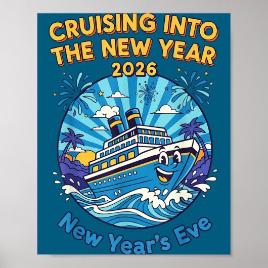 Cruising Into The New Year 2026 Fun New Year's Eve Poster (Voorkant)